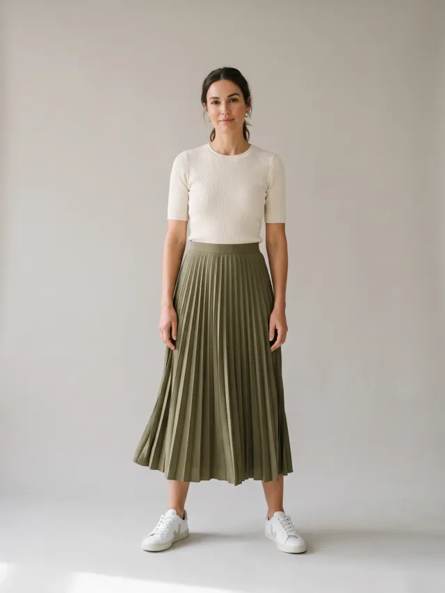 Falda plisada oliva