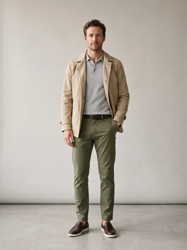 Chaqueta de gabardina beige